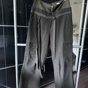 Plein Sud Black Wide-Leg Cargo Pants with Utility Belt